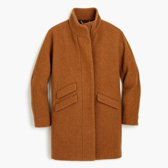 💕J. CREW💕 Cocoon Coat in Italian Stadium-Cloth Wool Blend ~ Heather Acorn 10 - Picture 1 of 16